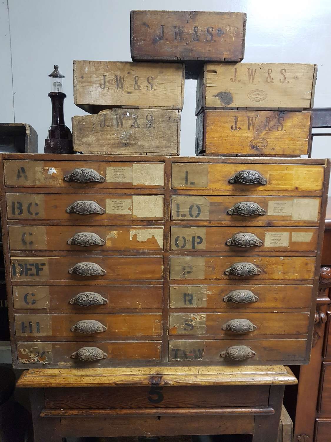 C1900's Industrial Bank Of Drawers