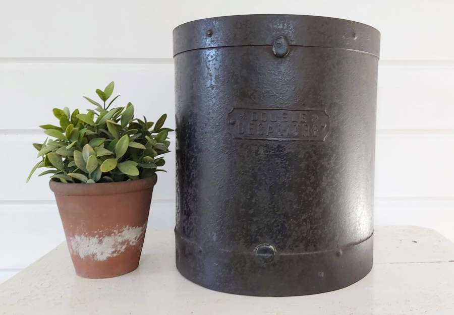 Vintage French steel grain bucket