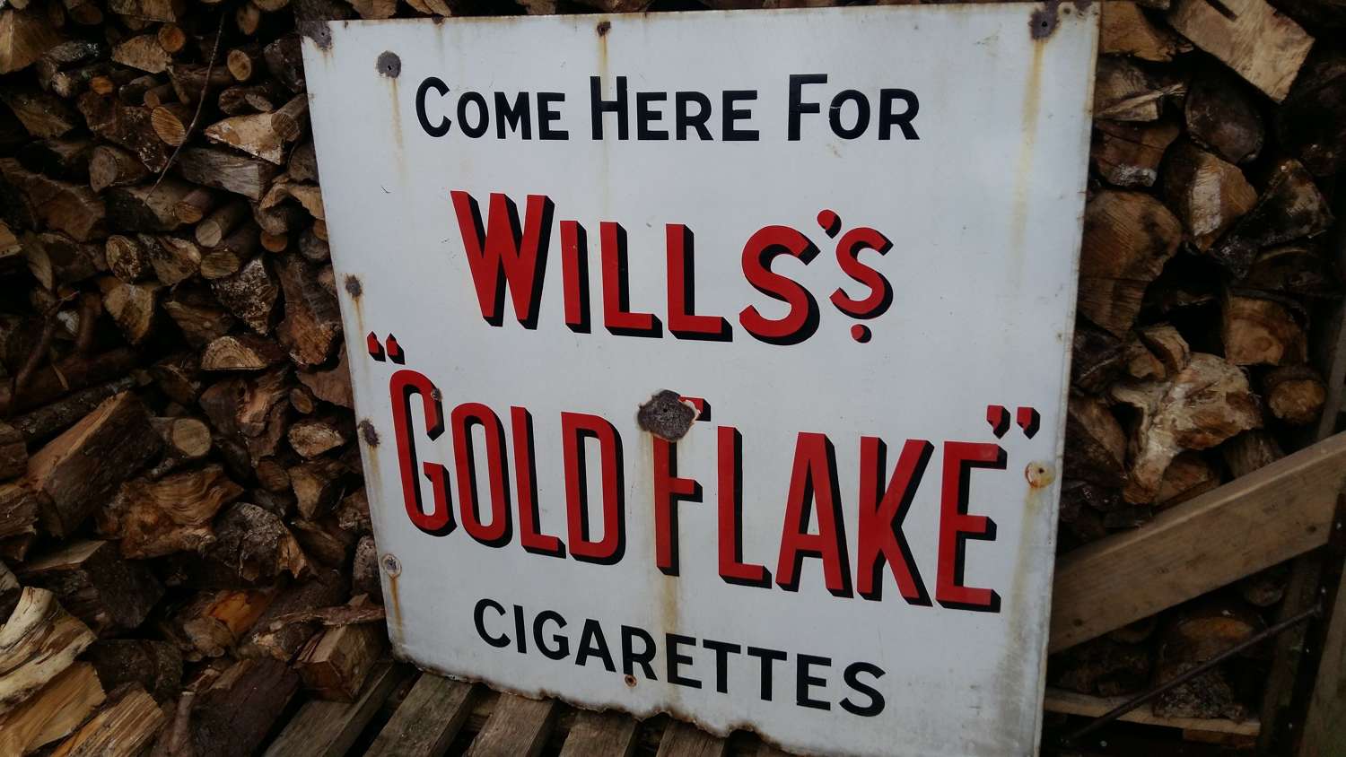 Large vintage Wills Gold Flake enamel sign