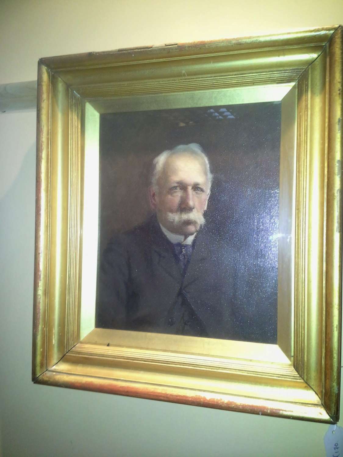 C1900 oil on canvas portrait study of a old gentleman