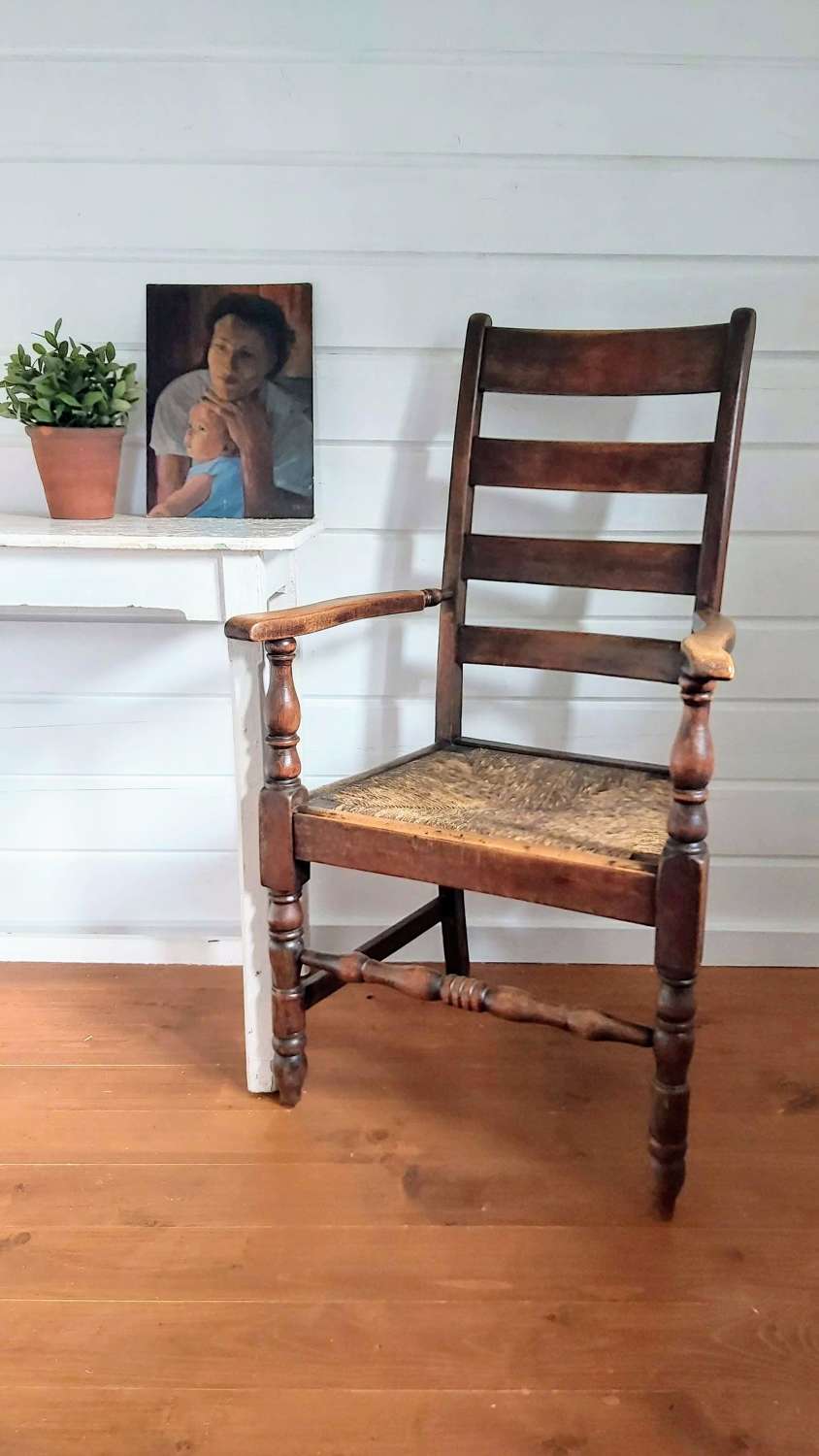 Late 19th century ladder back armchair