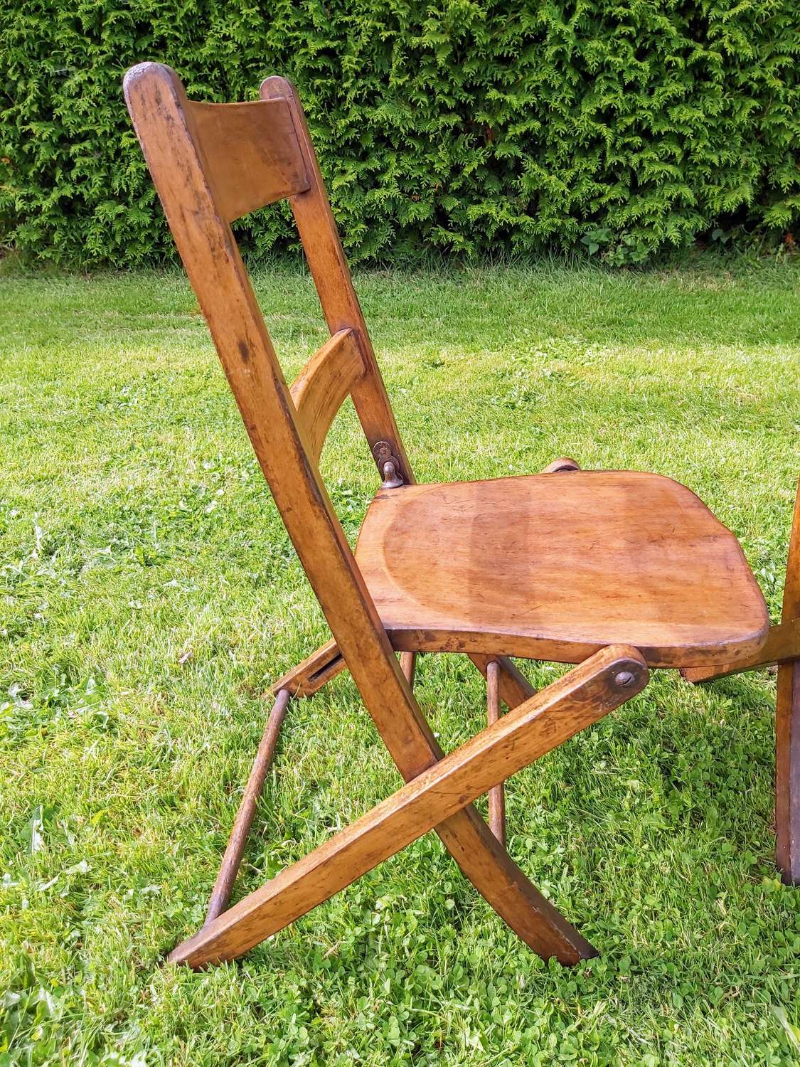 Vintage beech wood folding chairs