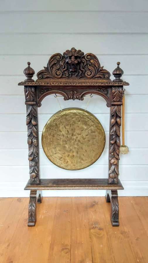 Large 19th century Oak framed dinner gong