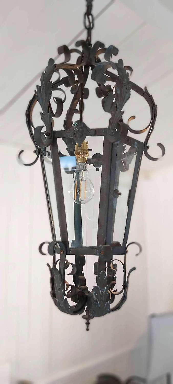 19th Century French Bronze Hall Lantern