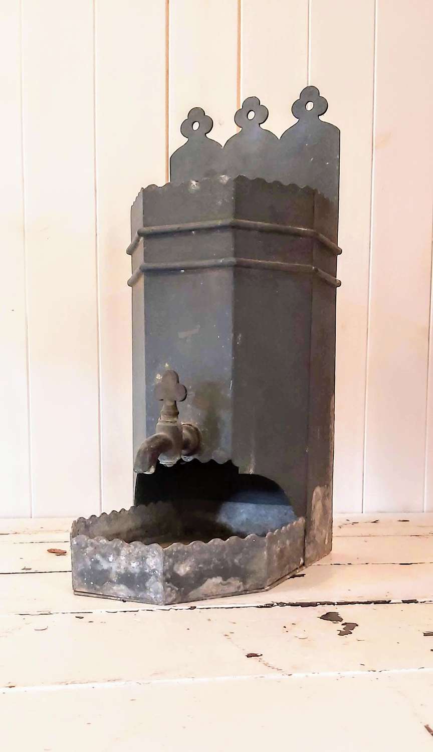 Mid 19th century Gothic revival zinc water font