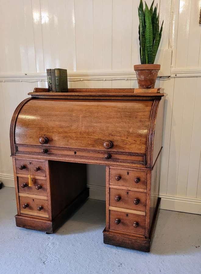 19th century oak Cylinder desk