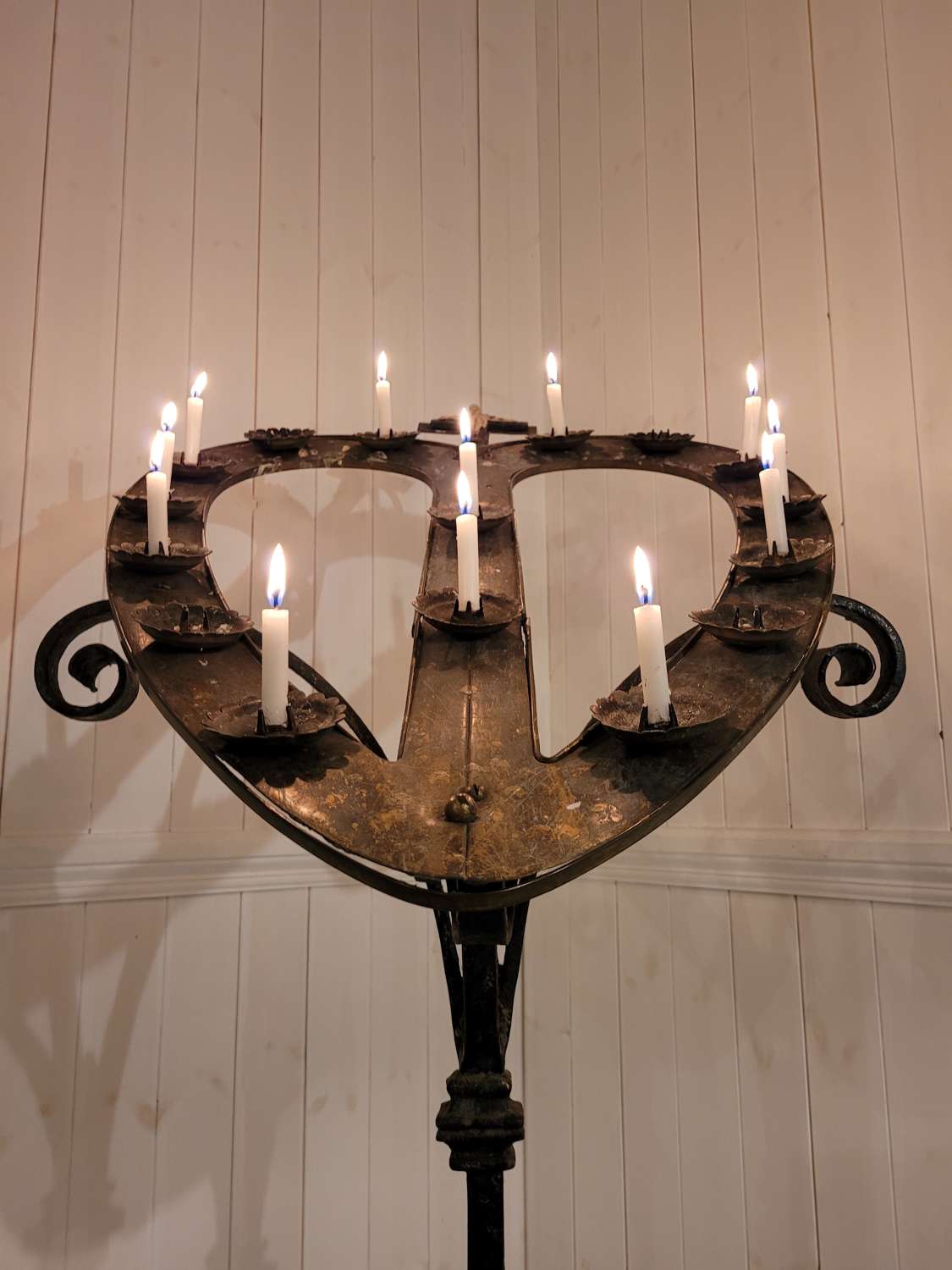 19th Century Wrought Iron and Brass Votive Candle Stand