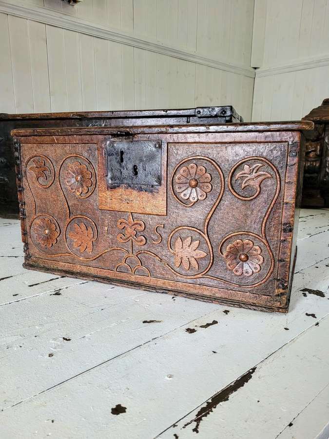 Early 17th Century Period Oak Bible Box