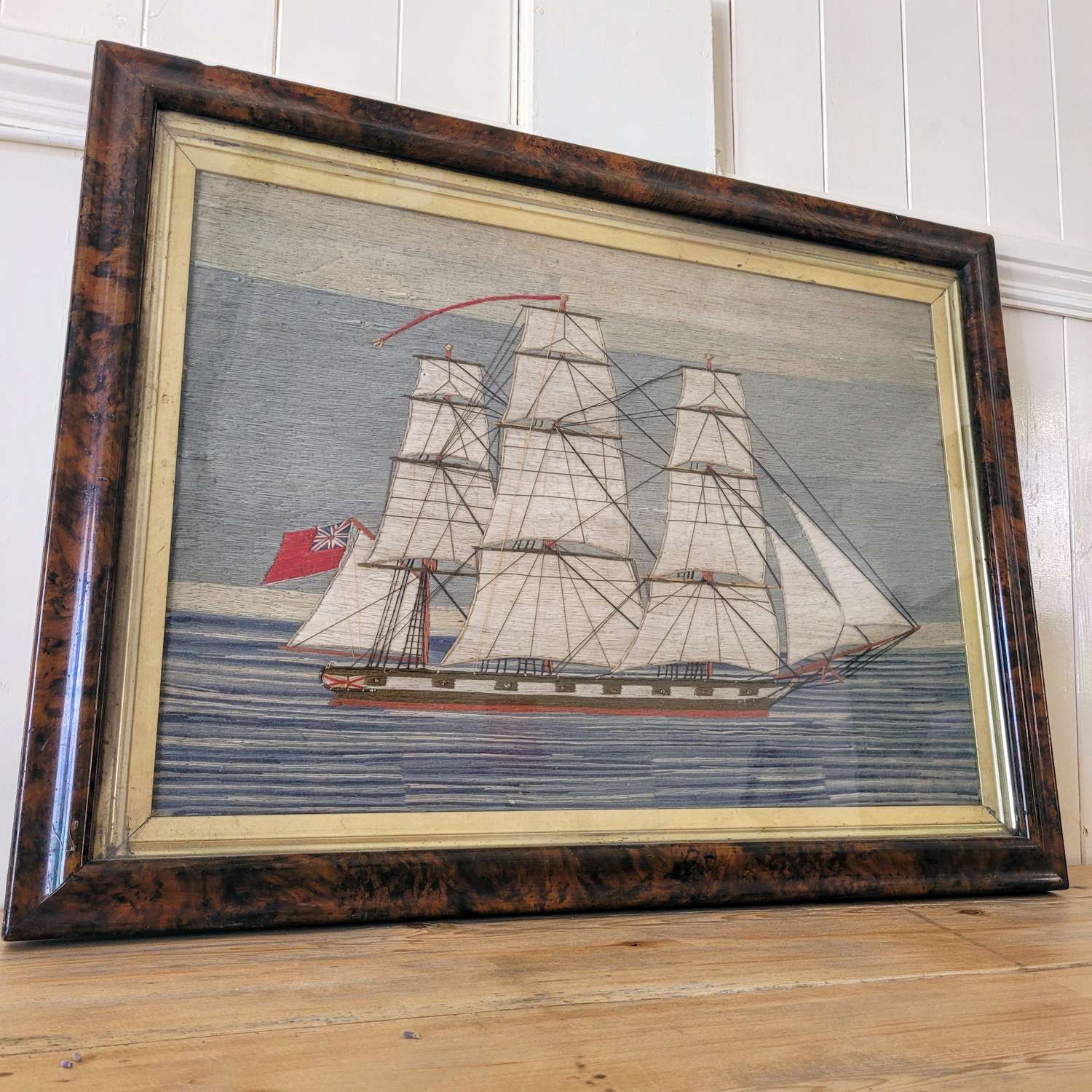 19th century Sailors woolwork picture