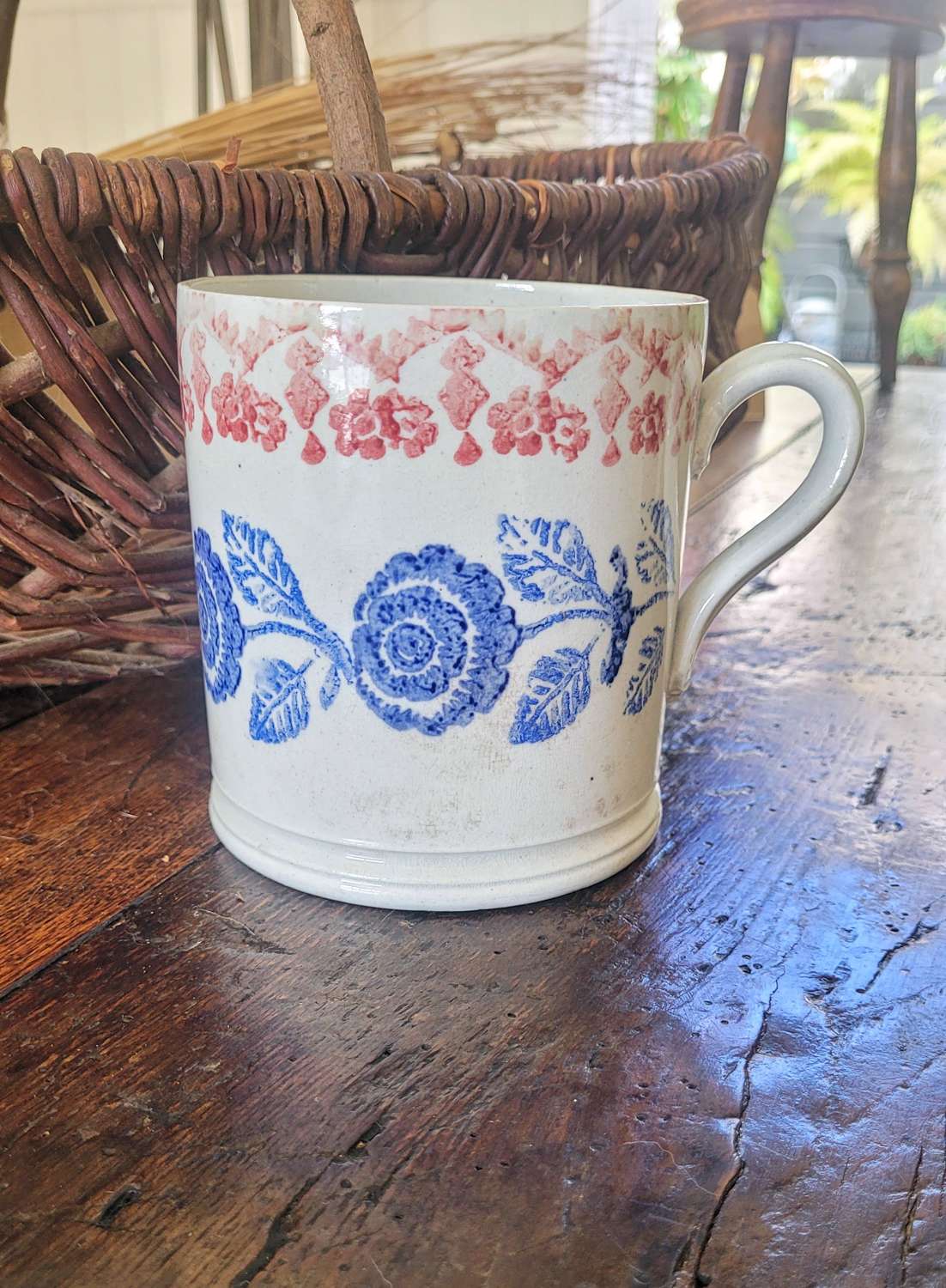 19th century spongeware mug