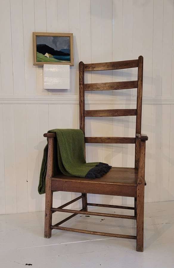 19th Century Ash Ladder Back Armchair