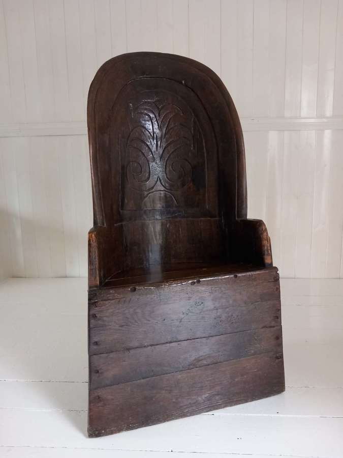 Rare early Irish walnut Dug-out chair