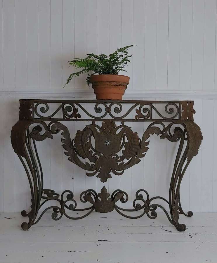 Early 20th Century French Wrought Iron Console Table