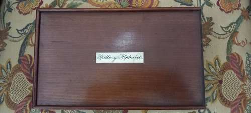 19th Century Mahogany Boxed Bone Spelling Alphabet