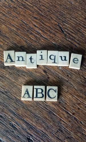 19th Century Mahogany Boxed Bone Spelling Alphabet