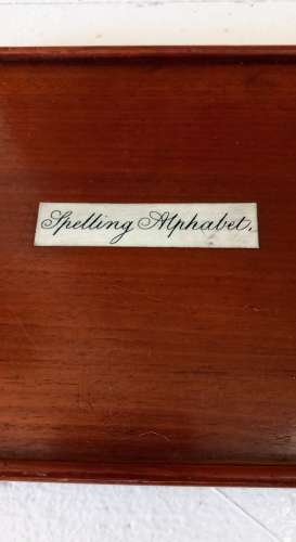 19th Century Mahogany Boxed Bone Spelling Alphabet