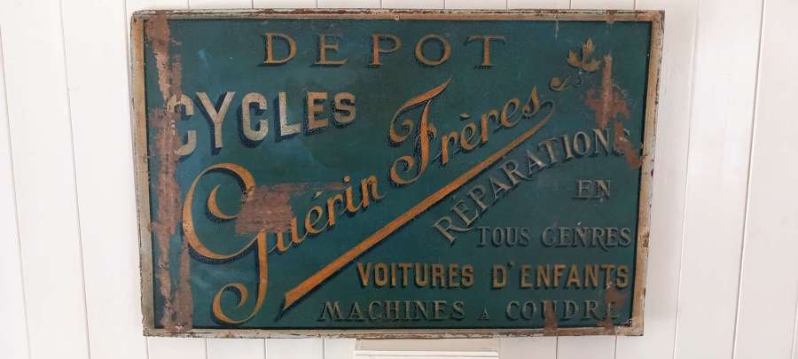 Antique hand painted French Cycle Shop Sign