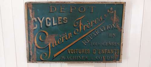 Antique hand painted French Cycle Shop Sign
