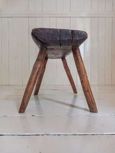 Irish 19th Century Elm and Ash Vernacular Stool