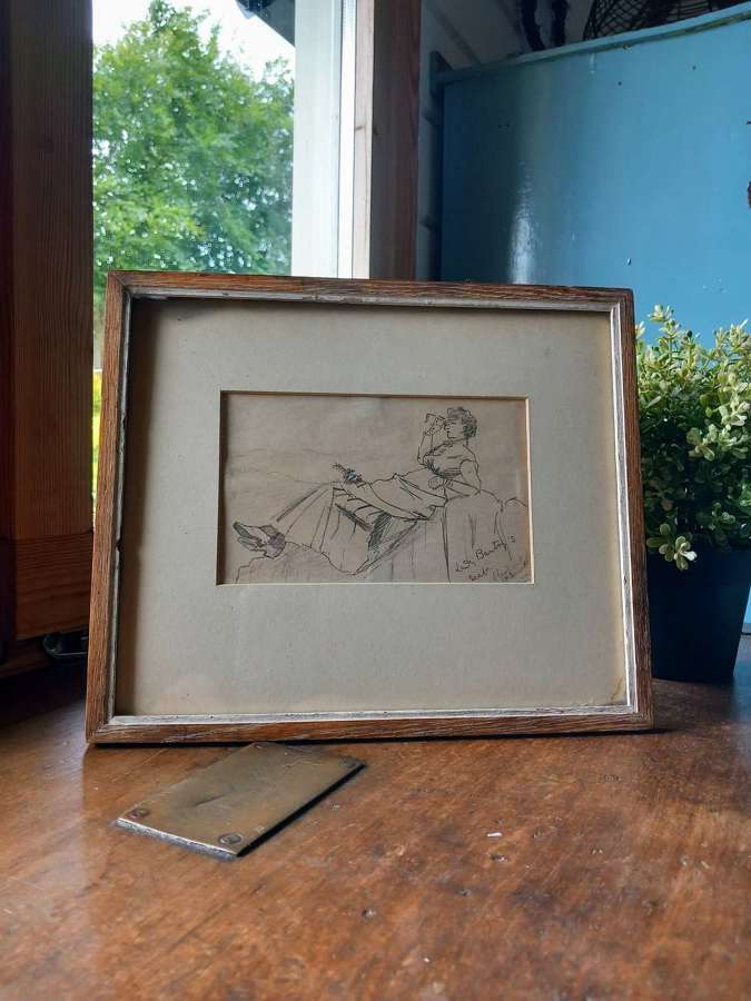 Late 19th Century signed Edith Sommerville Pencil Sketch