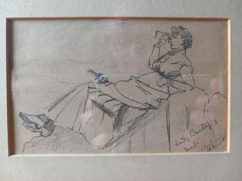 Late 19th Century signed Edith Sommerville Pencil Sketch