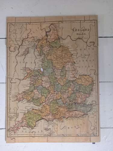 19th Century Hamley Bros of London Dissected Map of England and Wales