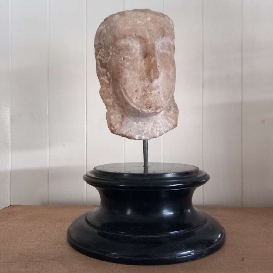 1st Century B.C South Arabian Alabaster Male Head Stele