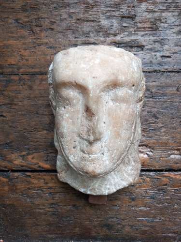 1st Century B.C South Arabian Alabaster Male Head Stele