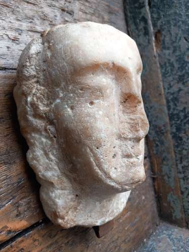 1st Century B.C South Arabian Alabaster Male Head Stele
