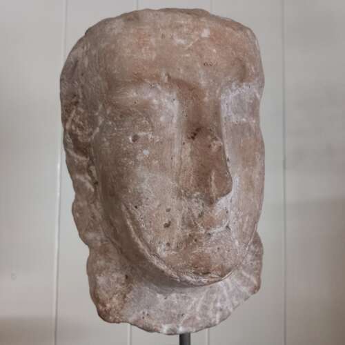 1st Century B.C South Arabian Alabaster Male Head Stele