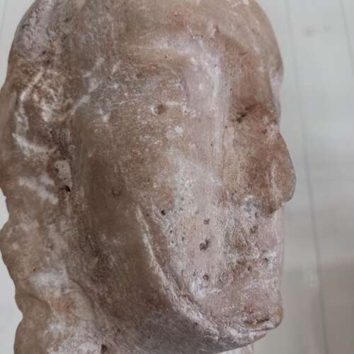 1st Century B.C South Arabian Alabaster Male Head Stele