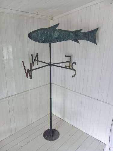 Large 19th Century Folk Art Copper Fish Weathervane