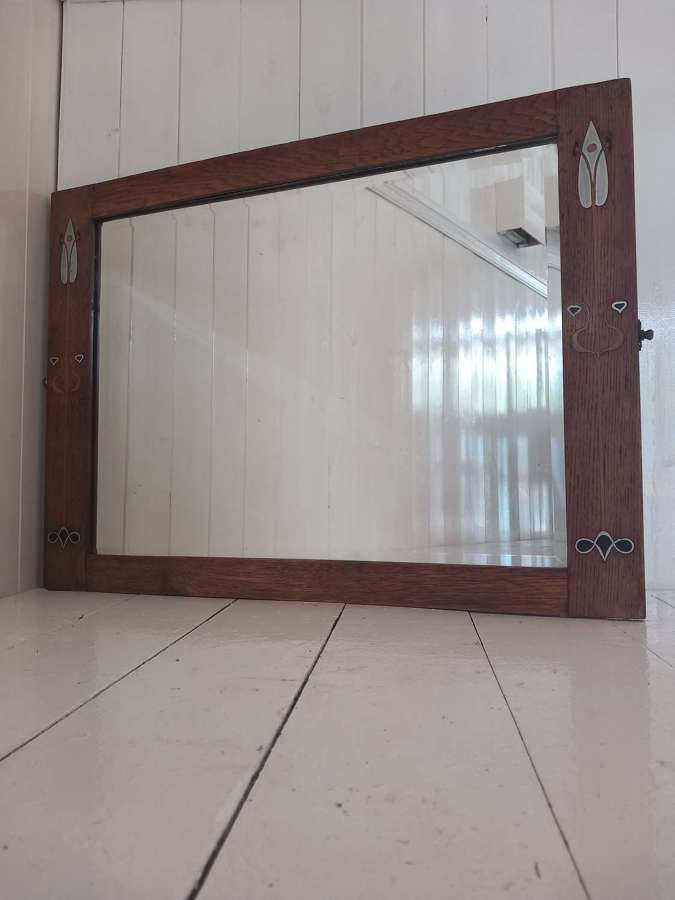 Early 20th century Oak framed Art Nouveau Mirror