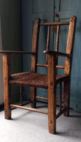 A Large Early 20th century traditional Irish Sugan Armchair