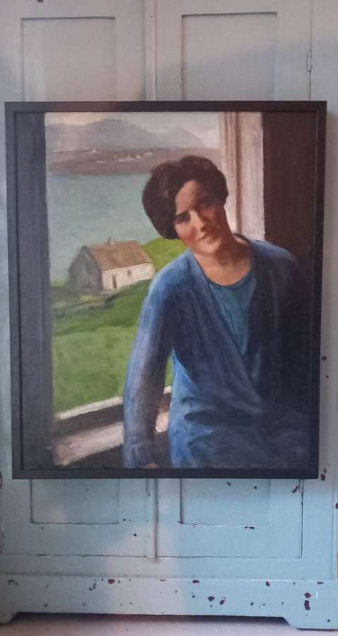 "Woman in a window" Power O'Malley 1877-1946 Irish oil on canvas