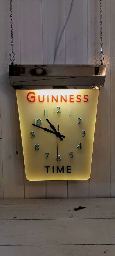 Original illuminated 1950s Guinness Time Clock
