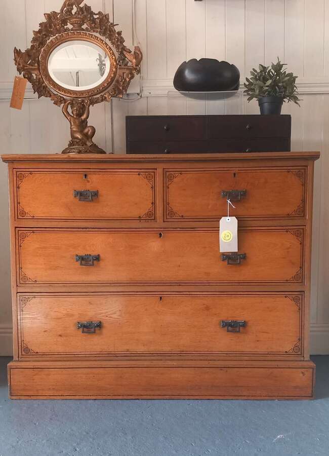 C1900 Aesthetic movement Ash chest of drawers