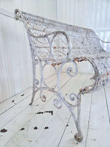 Rare Regency Wirework and Wrought Iron Garden Bench