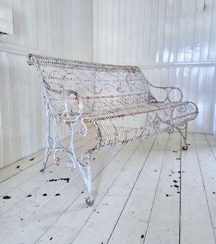 Rare Regency Wirework and Wrought Iron Garden Bench