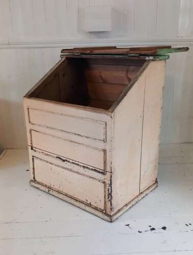 Early 20th Century vernacular painted pine meal bin