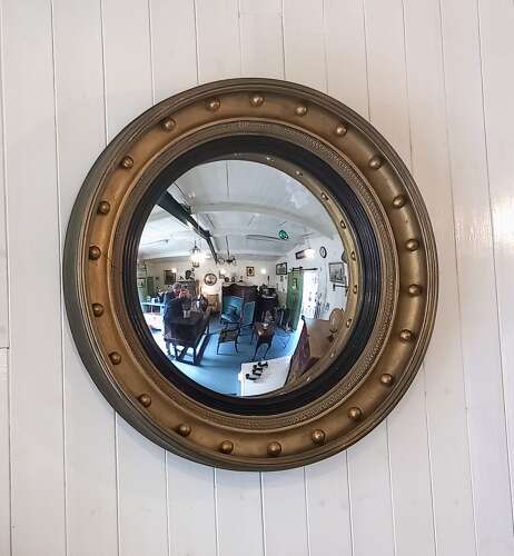 Late Regency c1830 gilt Convex Mirror