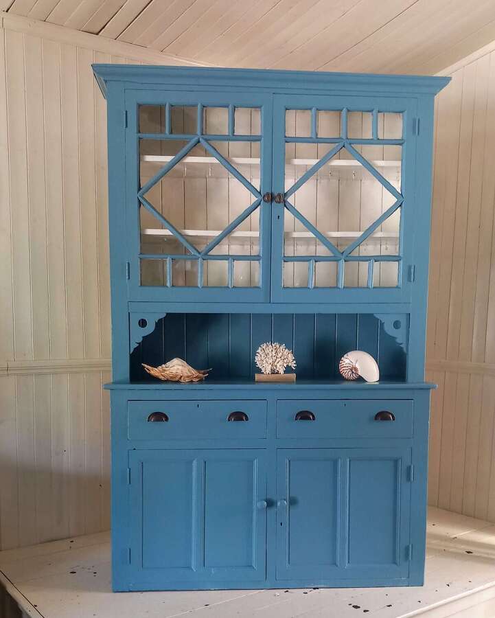 C1900 Irish astral glazed painted pine Kitchen dresser