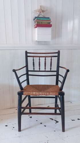 19th Century ebonised Arts & Crafts Sussex Chair