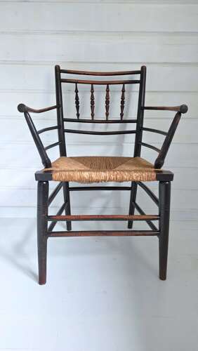 19th Century ebonised Arts & Crafts Sussex Chair