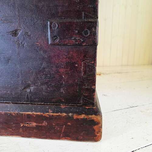 19th Century Irish Pine and Steel Chest