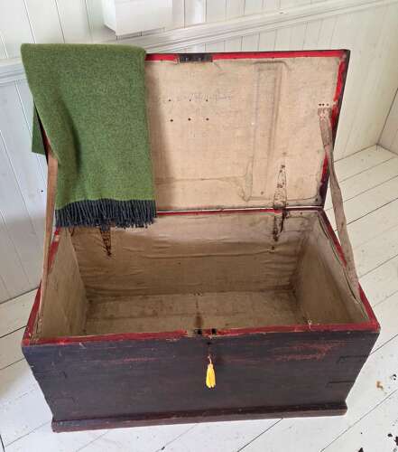 19th Century Irish Pine and Steel Chest