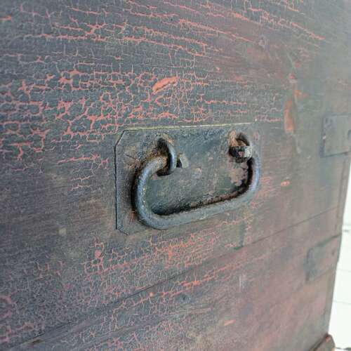19th Century Irish Pine and Steel Chest
