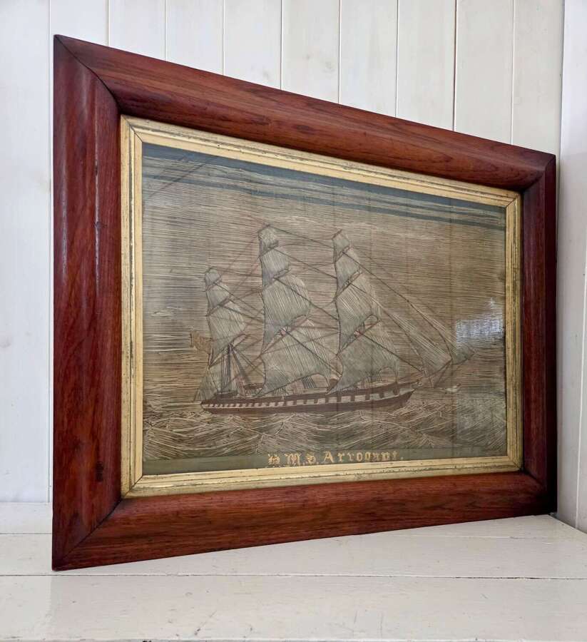 19th Century Sailors Folk Art Woolwork Picture