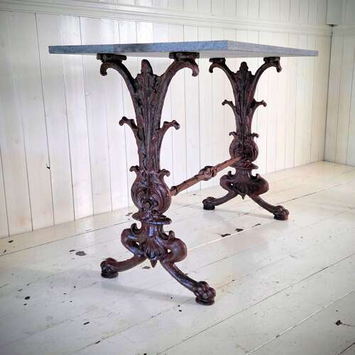 19th Century Coalbrookdale Cast Iron and Marble Garden Table