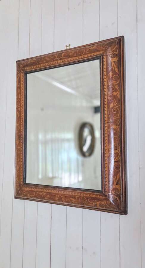 Late 17th Century William and Mary Walnut and marquetry cushion frame Mirror